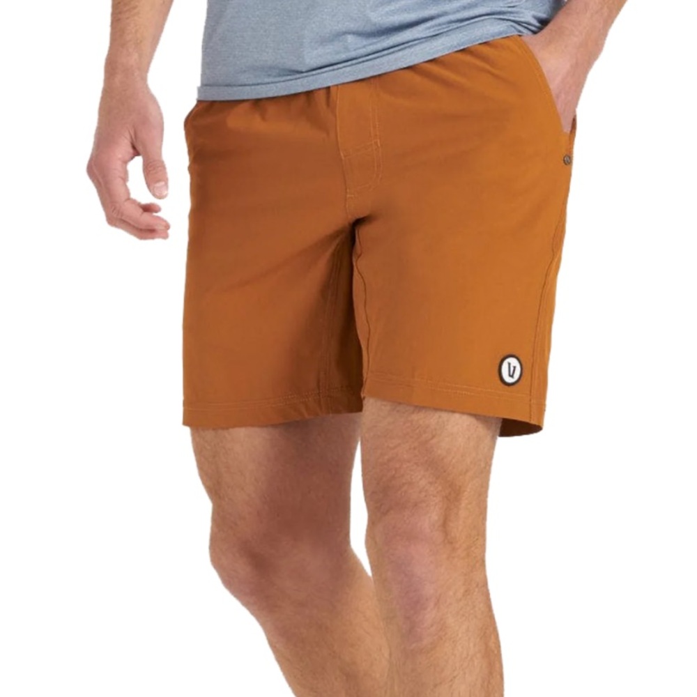 Vuori | Men’s Orange Kore Shorts Turmeric Brown Lined Athletic Workout Gym 7” L